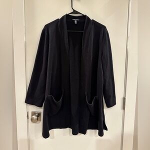 Eileen Fisher Black Open-Front Blazer with pockets size XL‎